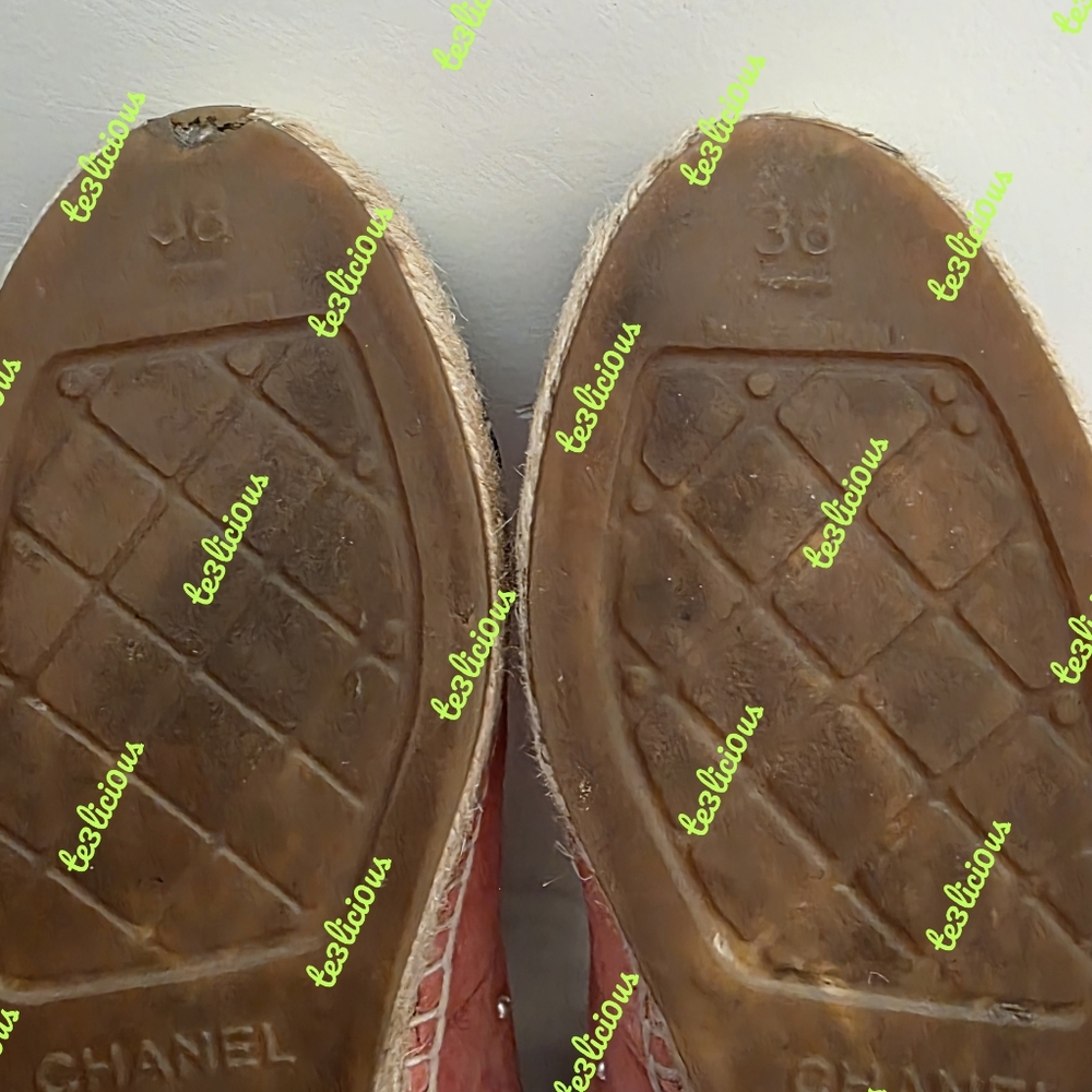 CHANEL 17B SUEDE PEARL PINK ESPADRILLES SIZE 38 *PRE-OWNED* - Picture 6 of 13